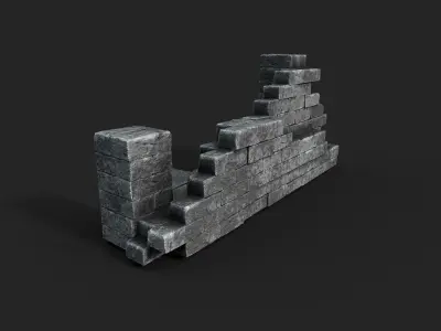 Old Ruined Wall Low-poly 3D model purchase