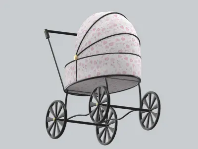 Doll carriage Dolls and their accessorizes  PBR model Low-poly 3D model