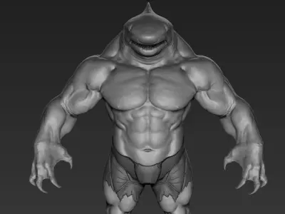 Sharkman humanoid creature 3D model