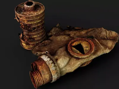 Chernobyl exclusion zone gas mask filter debris PBR scan 3D model