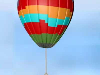 AIRSHIP hot air balloon with basket 3D model