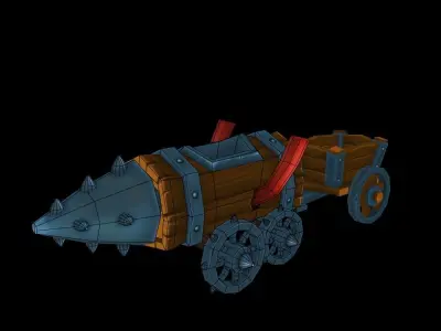 Driller and Cart lowpoly stylized with handpainted textures Low-poly 3D model
