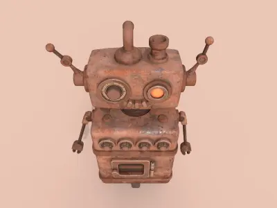 Stylized Robot Oven Low-poly 3D model