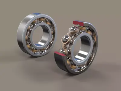 Radial ball bearing 3D model