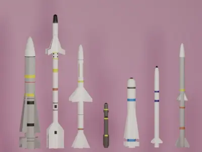 Aircraft Missiles Collection Low-poly 3D model