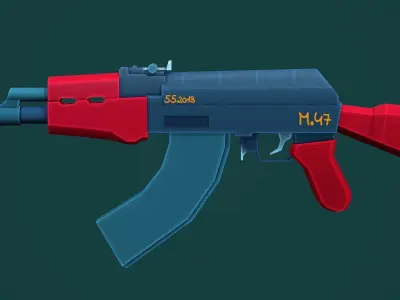 Stylized AK-47 Low Poly Game Ready Low-poly 3D model