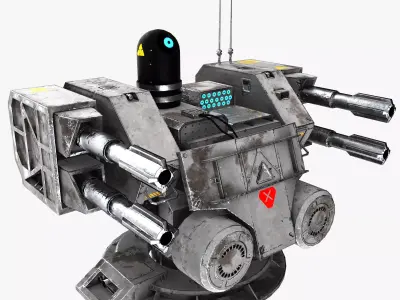 Sci-fi Turret Low-poly 3D model get