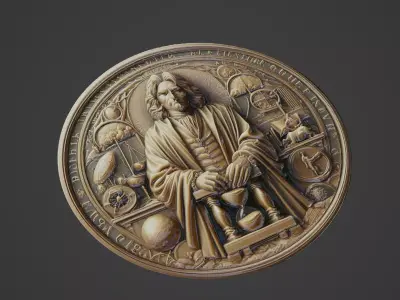 Isaac Newton Medallion 3D print model buy