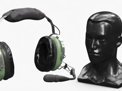  Aviation Pilot Headset on Mannequin Green 