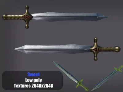 Sword PBR Game-Ready Low-poly 3D model