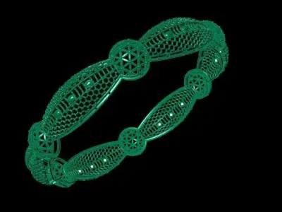 1442 Art Deco Inspired Milgrain Gold Bangle 62MM-10gm 3D print model