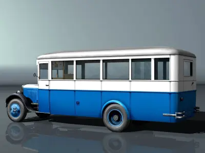 ZIS-8 city bus Low-poly 3D model