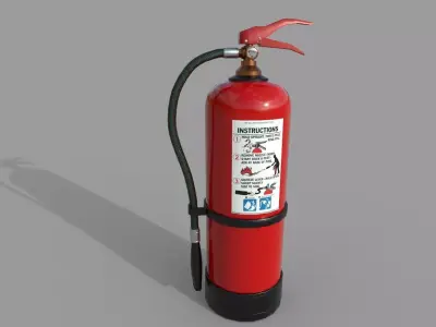 Fire Extinguisher with warnings Low-poly 3D model