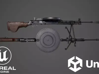 DP-28 machine gun  Low-poly 3D model
