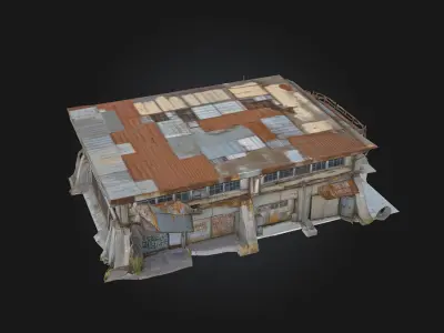 Warehouse Patchwork  Industrial Charm with Makeshift Repairs 3D model