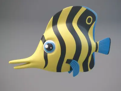 Cartoon Fish Low-poly 3D model 2