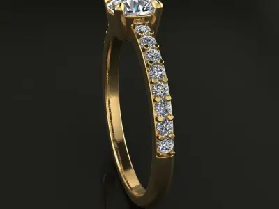 Solitaire Diamond Low Profile Engagement Ring 3D print model