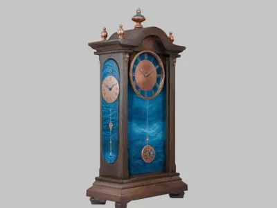 Ancient Vintage Victorian Wall Wooden Clock Pendulum Low-poly 3D model