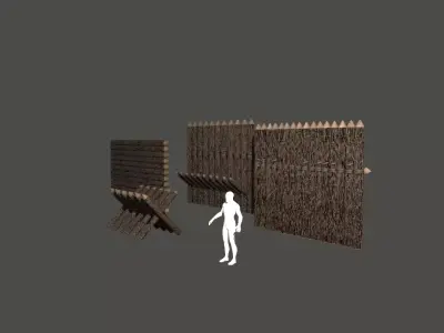 Medieval Defense Spikes Fences Walls Low-poly 3D model