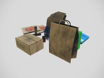 Paper Bag Paper Cups Paper Tetra pack Sheets 3D model