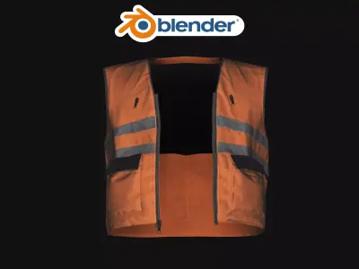 Construction Hazard Safety Work Vest Low-poly 3D model