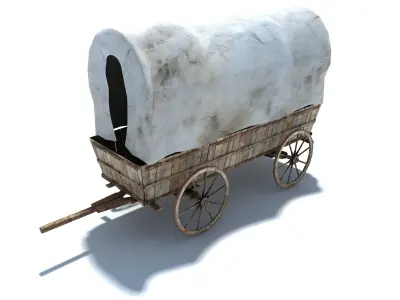 Low Poly Wild West Vagon Low-poly 3D model