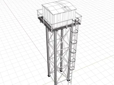 Steel Corrugated Sheet Water Tank - Authentic Industrial Detail Low-poly 3D model