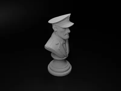 Train Engineer Bust Chess 3D print model get