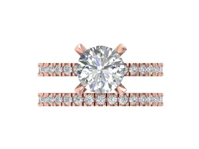 Solitair Ring Bridal Set 3D print model 48