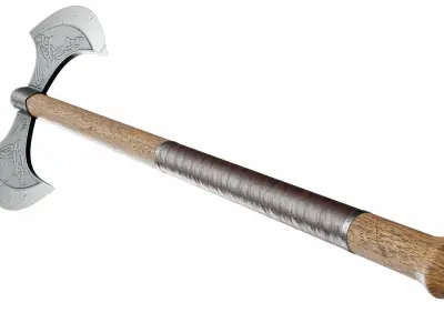 Double edged battleaxe Low-poly 3D model