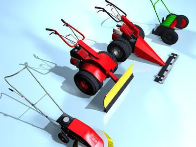 mower collection four lawn mowers and snow blower 3D model