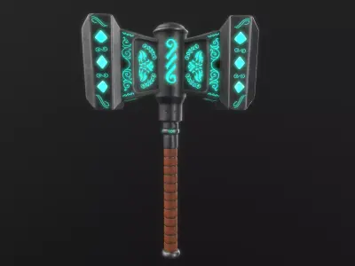 Fantasy Hammer Low-poly 3D model buy