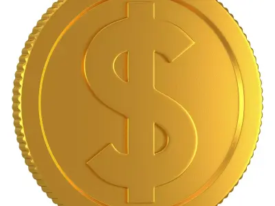 Dollar Gold Coin 01 3D model
