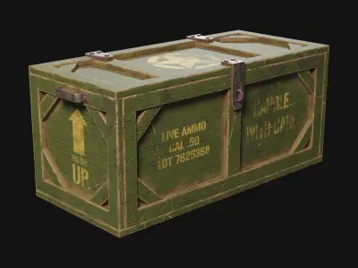 Military Wooden Box 1 Low-poly 3D model