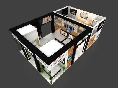 Mezzanine Exhibition Stand Three Side open  14Mtr x 9Mtr 3D model