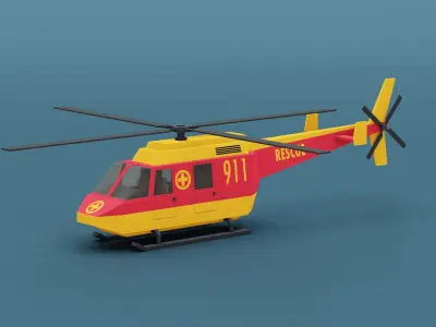 Stylized City 911 Helicopter  Low-poly 3D model
