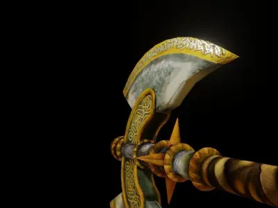 Battle Axe Low-poly 3D model 44