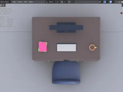 Minimalist Work Desk with Computer and Chair Free 3D model