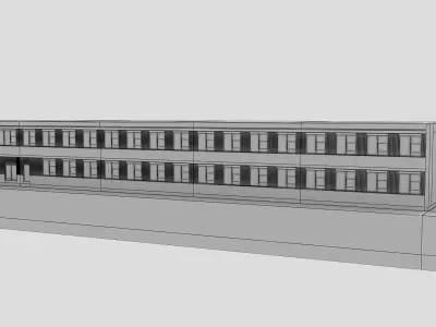 Realistic European City Block Building 17 Low-poly 3D model