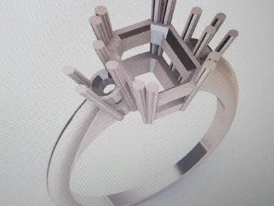 three stone ring 3D model