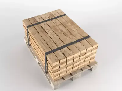 Timber on pallet 3D model Low-poly 3D model