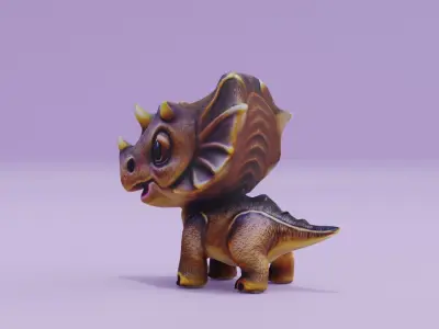 Triceratops Baby Cute Low-poly 3D model