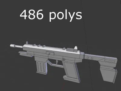 no brand low poly submachine gun 1 Low-poly 3D model