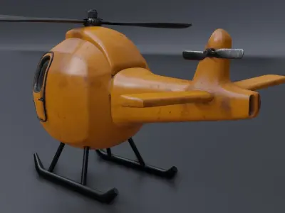 Low Poly Yellow Helicopter 3D Model for Game Ready Low-poly 3D model