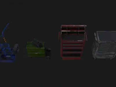 Auto repair shop equipment Cart Toolbox Cabinet Low-poly 3D model
