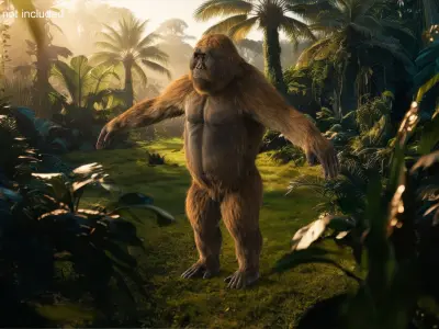 Gigantopithecus Fur Rigged 3D model
