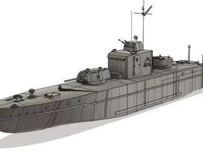 BK1124 Bronekater Soviet River Monitor RC Model 3D print model