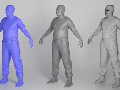 Man in camo pants ready for animation 330 Low-poly 3D model