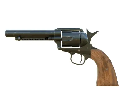 revolver Low-poly 3D model 7