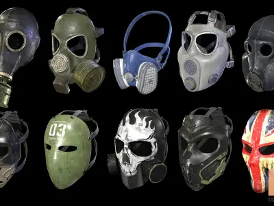 Tactical Masks Low-poly 3D model
